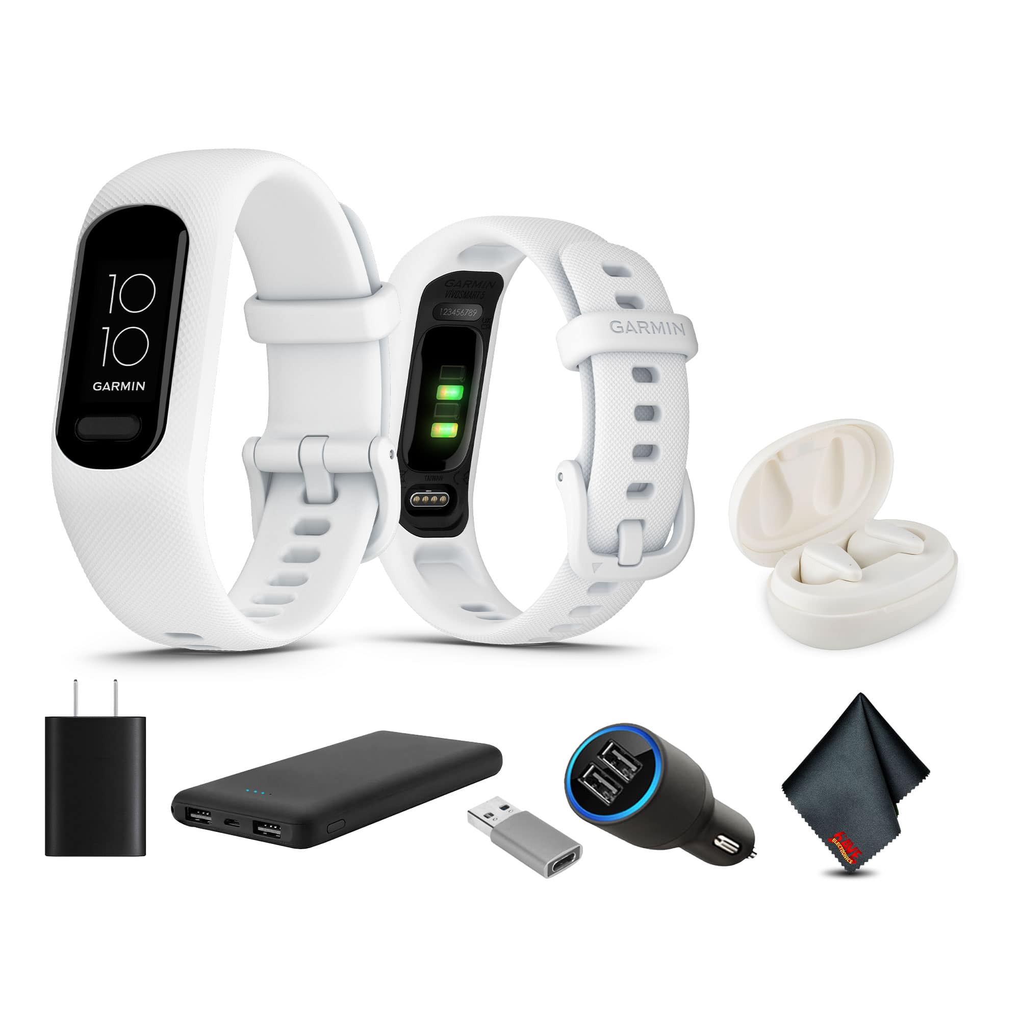 Garmin - vívosmart 5, Fitness Tracker, White, USB (USA) ADAPTERS - White - (2025)