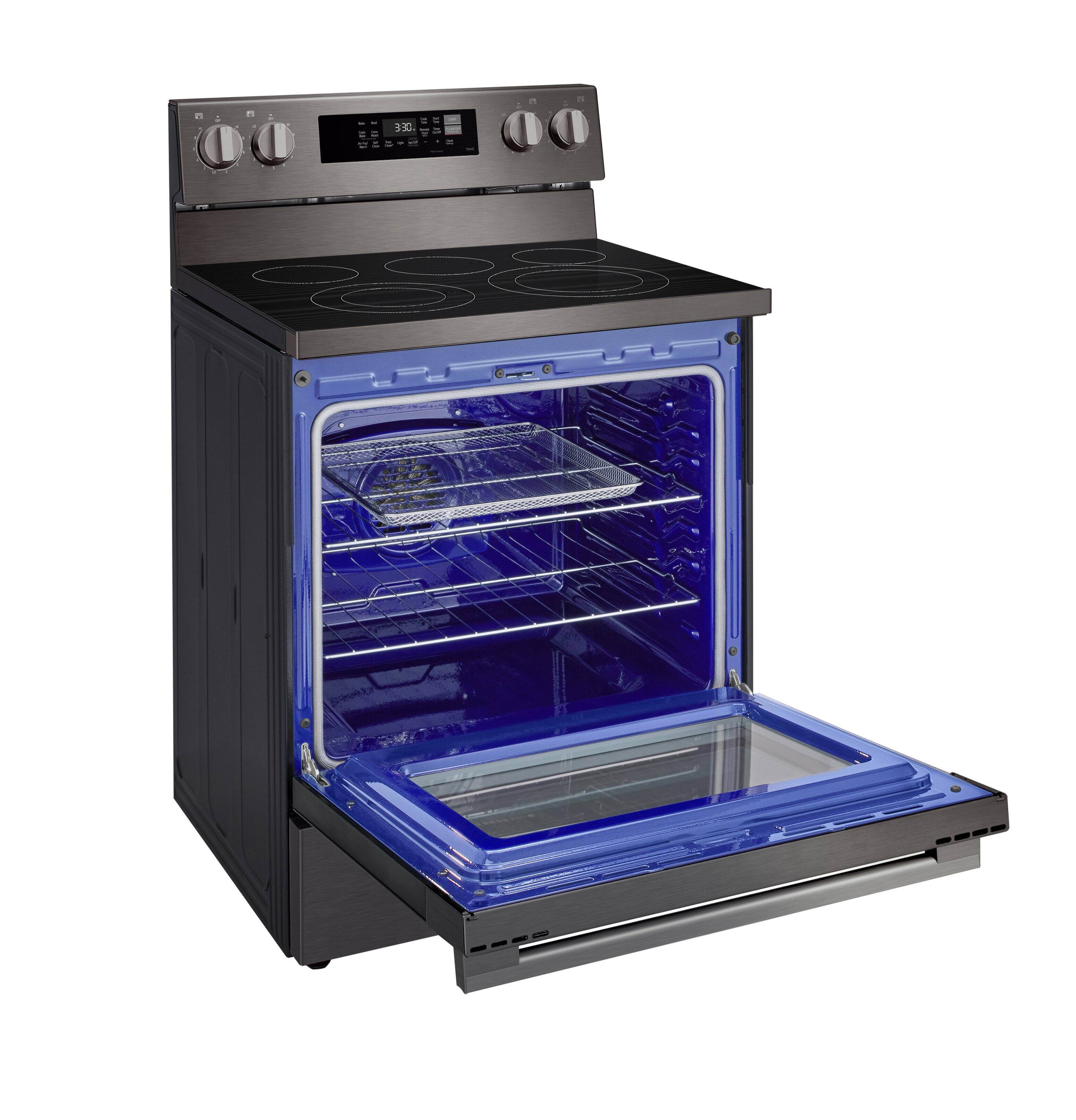 Alt View 11. LG - 6.3 Cu. Ft. Freestanding Electric True Convection Smart Range with Air Fry and Premium Handle - PrintProof Black Stainless Steel.