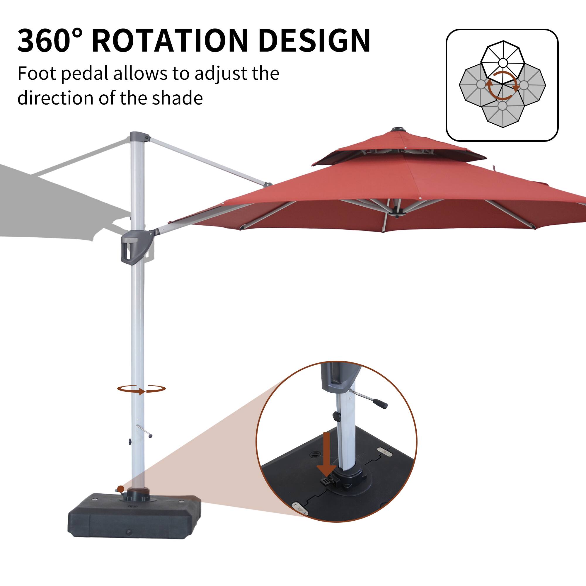 360° ROTATION DESIGN  
Foot pedal allows to adjust the direction of the shade