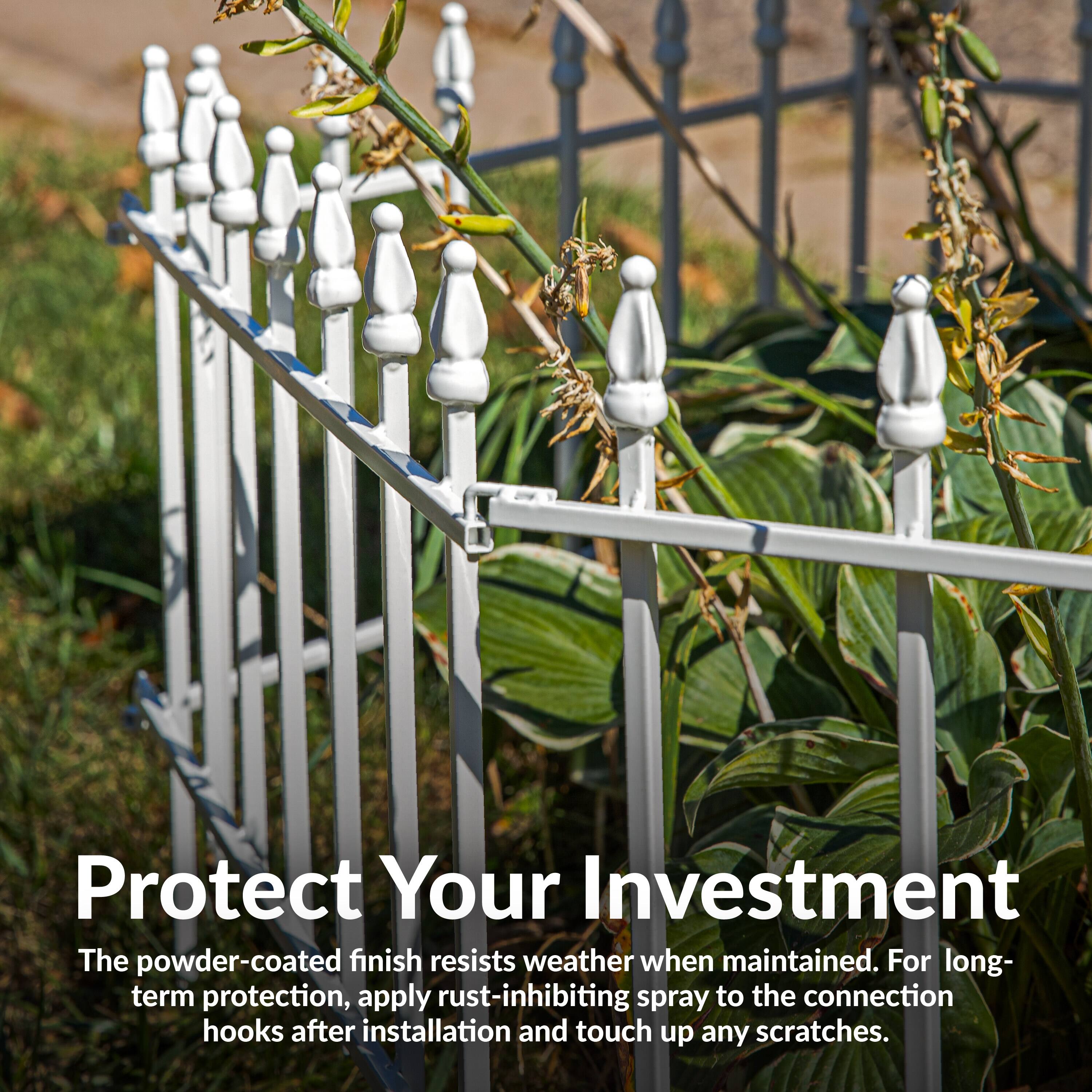 Protect Your Investment

The powder-coated finish resists weather when maintained. For long-term protection, apply rust-inhibiting spray to the connection hooks after installation and touch up any scratches.