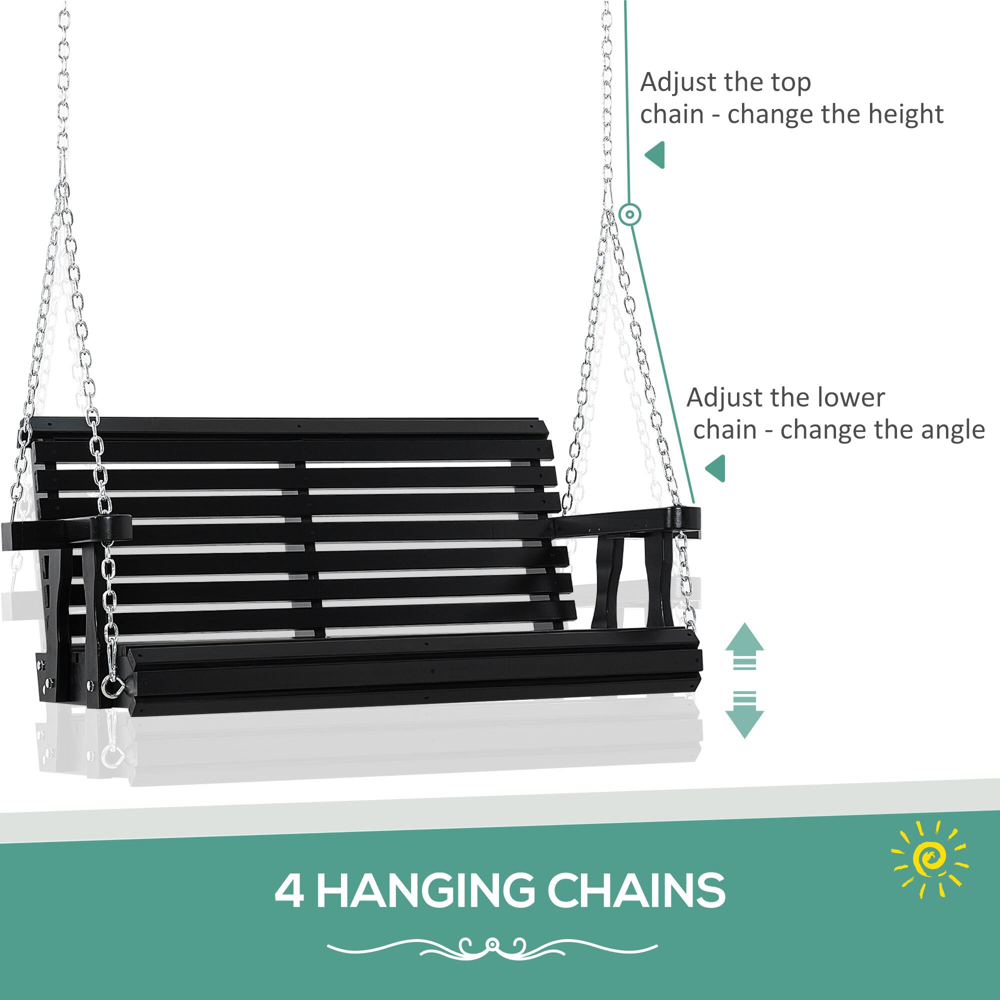 Adjust the top chain - change the height  
Adjust the lower chain - change the angle  
4 HANGING CHAINS