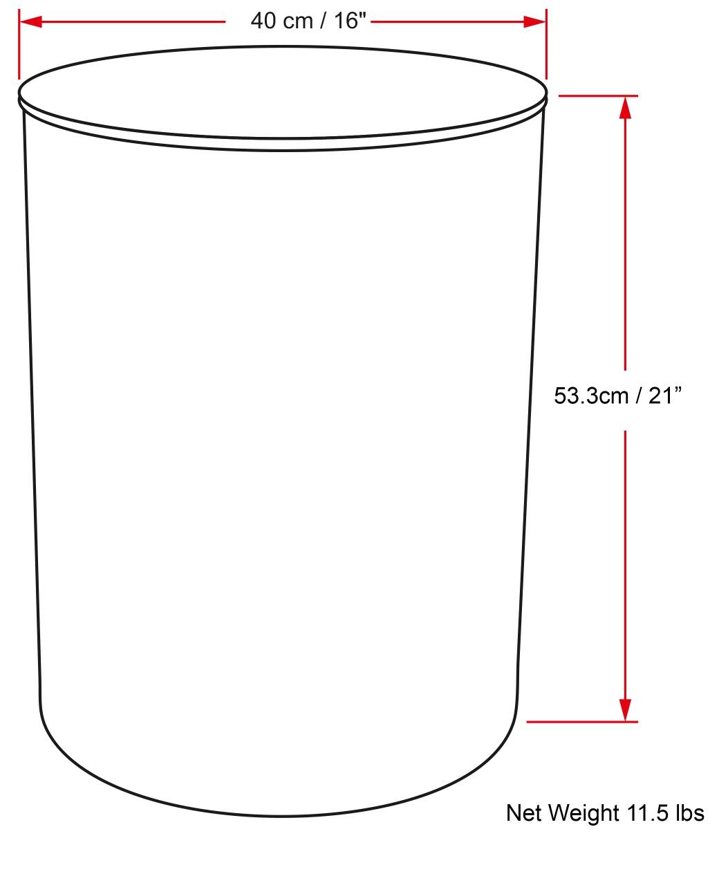 40 cm / 16"  
53.3 cm / 21"  
Net Weight 11.5 lbs