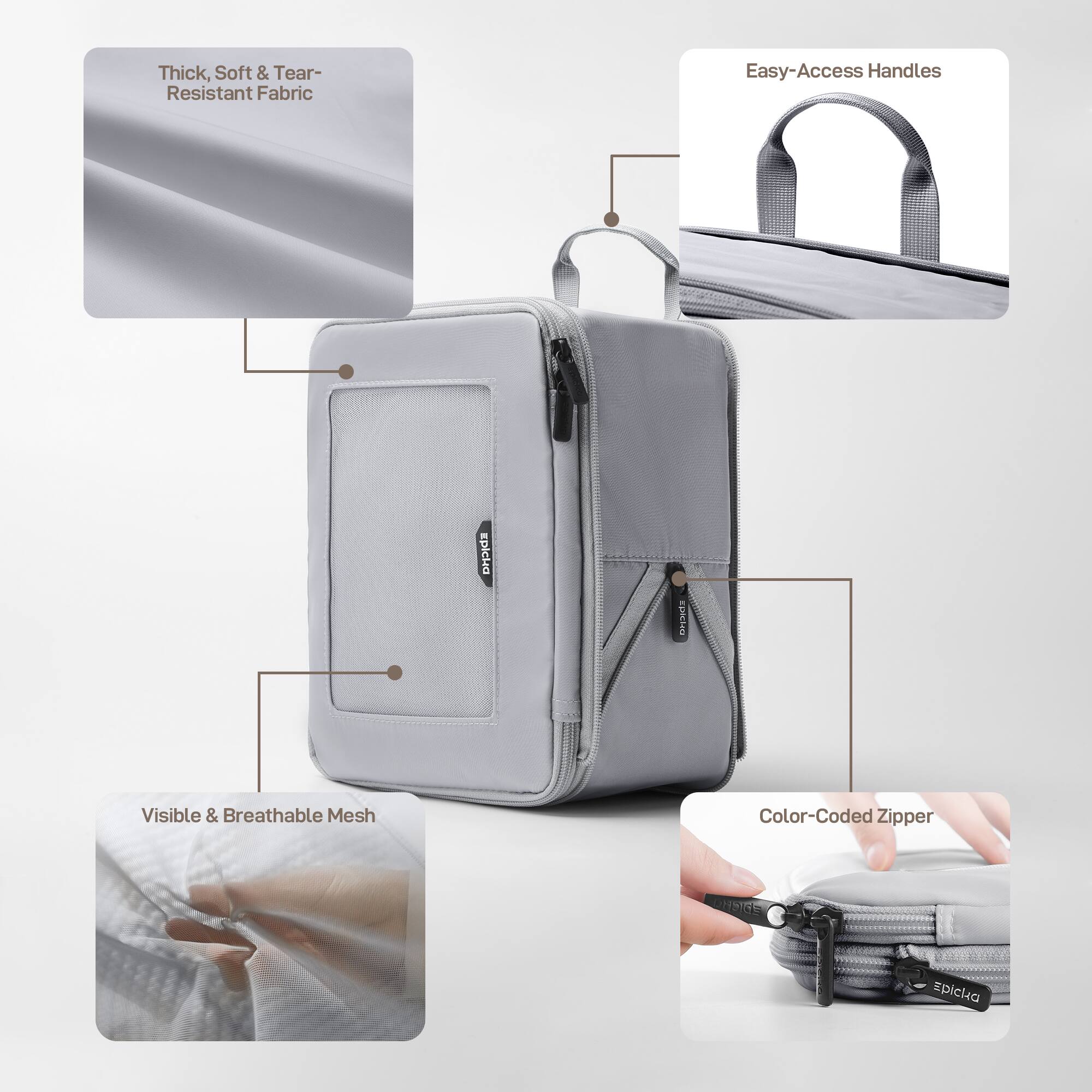 Thick, Soft & Tear-Resistant Fabric, Easy-Access Handles, Visible & Breathable Mesh, Color-Coded Zipper