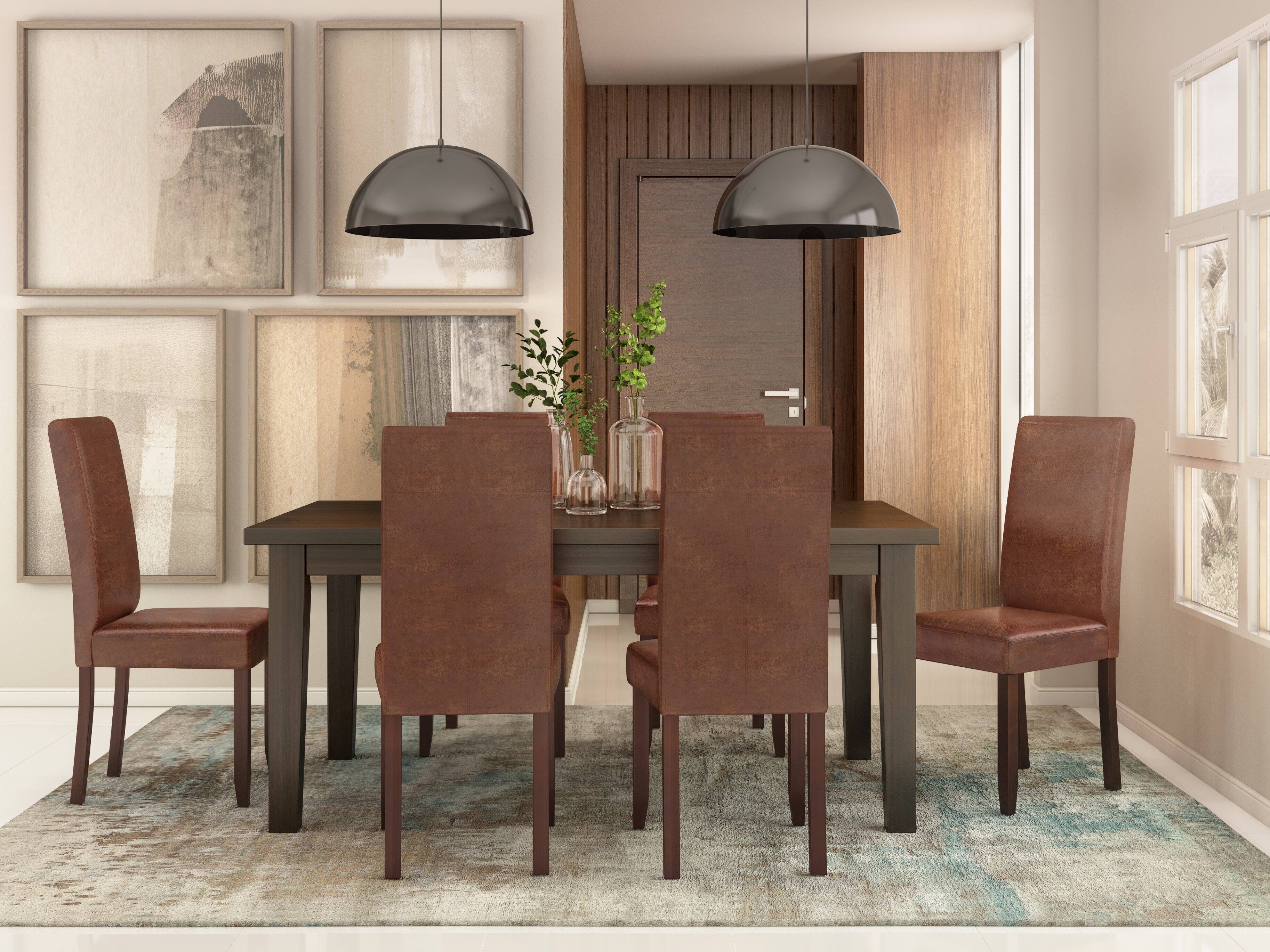Angle. Simpli Home - Acadian / Eastwood 7-Piece Dining Set - Distressed Saddle Brown.