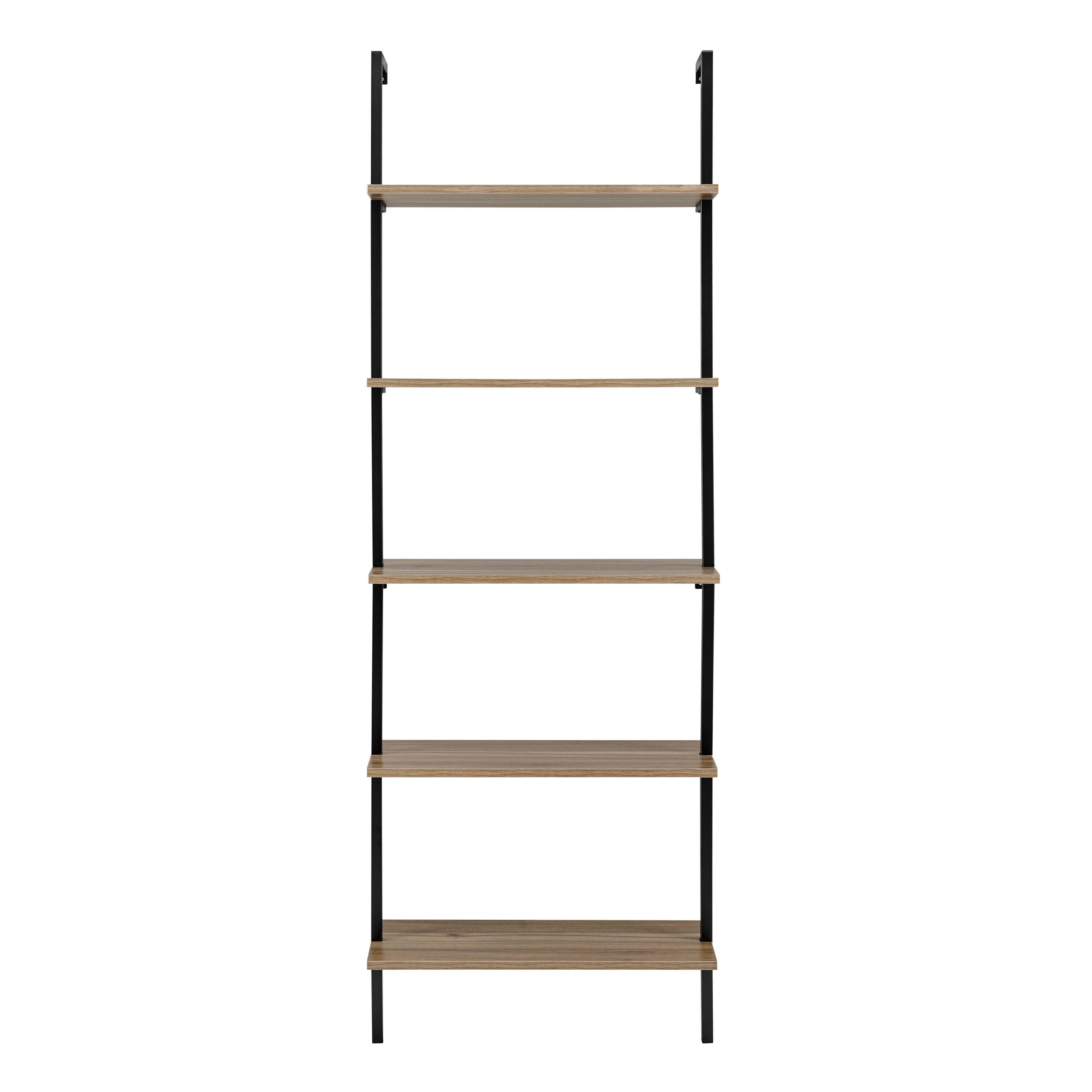 Danya B - Everett 5-Tier Open Display Wall Mount Ladder Shelf - Black/Light Walnut