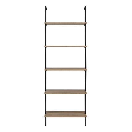 Front. Danya B - Everett 5-Tier Open Display Wall Mount Ladder Shelf - Black/Light Walnut - Black/Light Walnut.