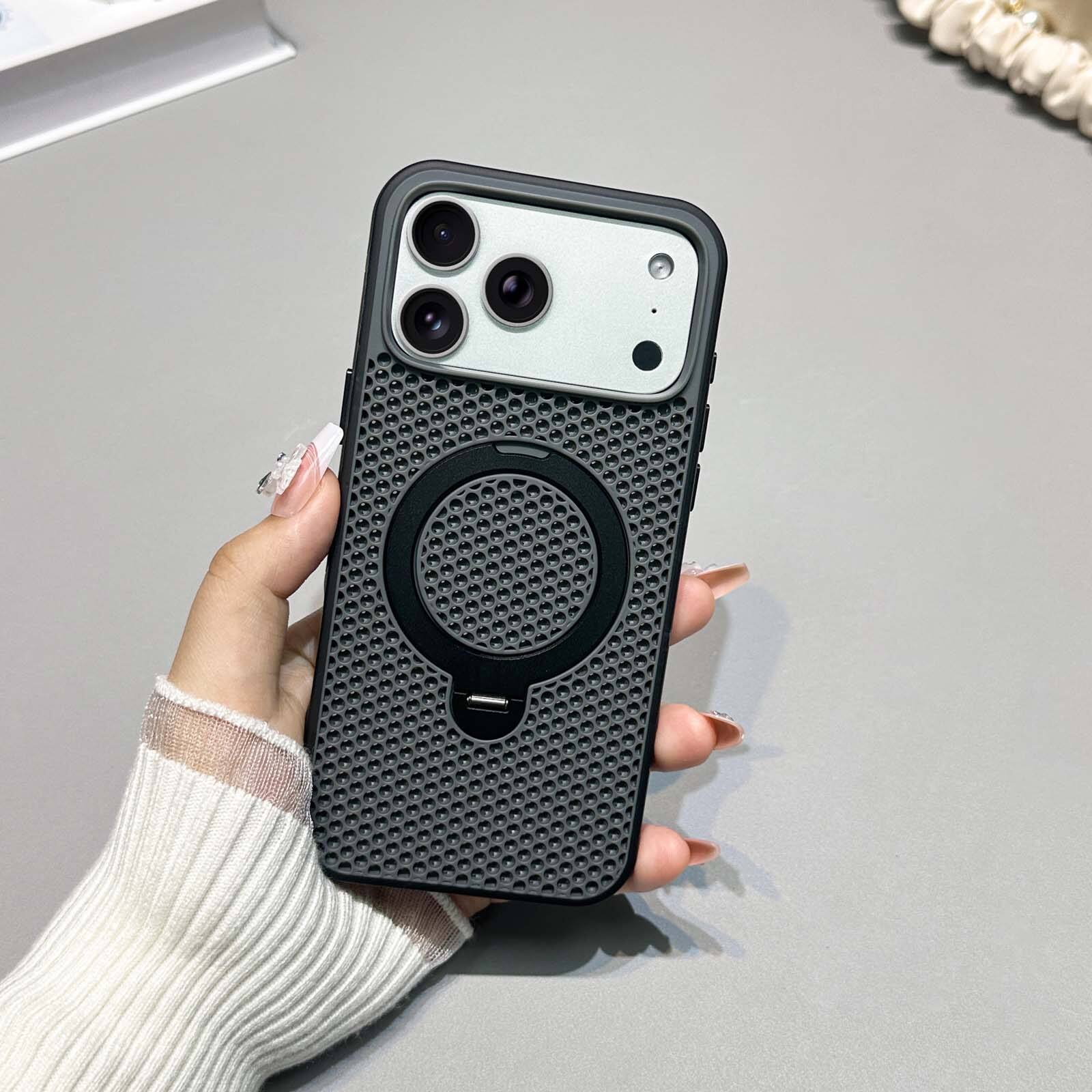 Alt View 8. UUCOVER - For Apple iPhone 17 Pro Max Magnetic Case with Rotating Ring Kickstand Compatible with MagSafe, Heat Dissipation Cover - Black.