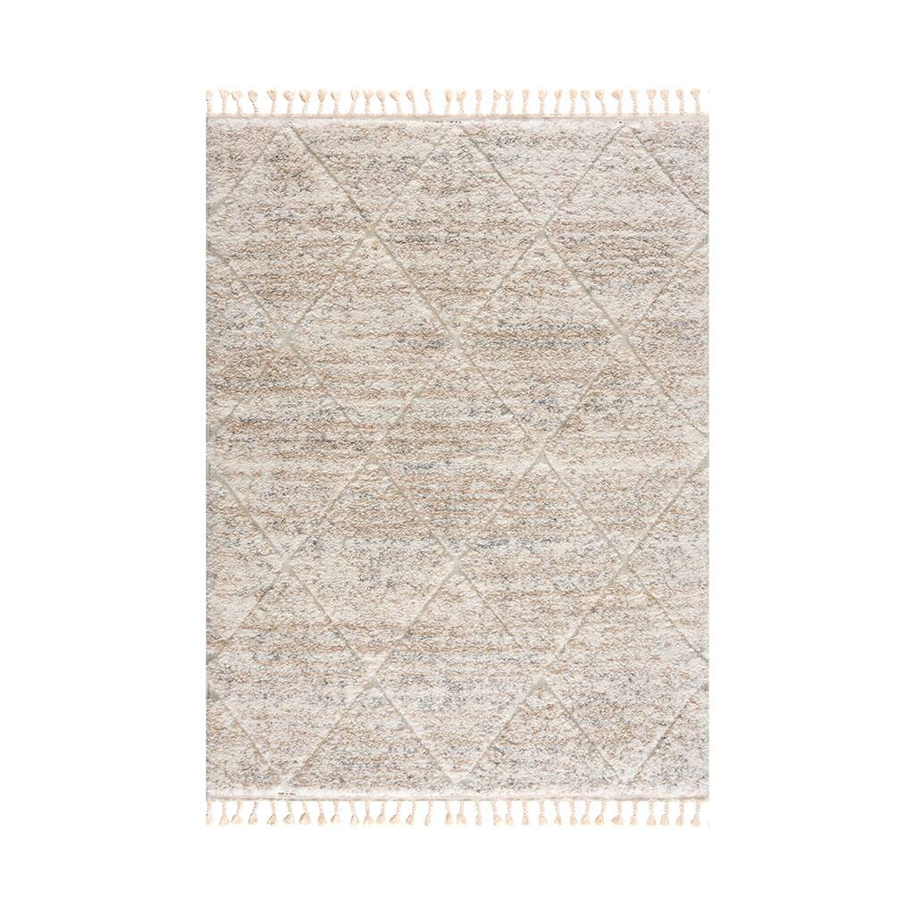 Left. APRILSOUL - Turkish Cream Trellis Area Rug with Tassels Super Soft Plush Machine Woven - Cream.