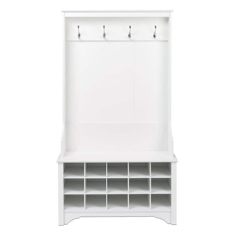 Hivvago - Entryway Hall Tree Shoe Cubbie Coat Rack - White
