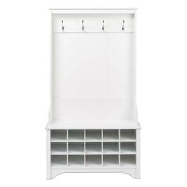 Hivvago - Entryway Hall Tree Shoe Cubbie Coat Rack - White