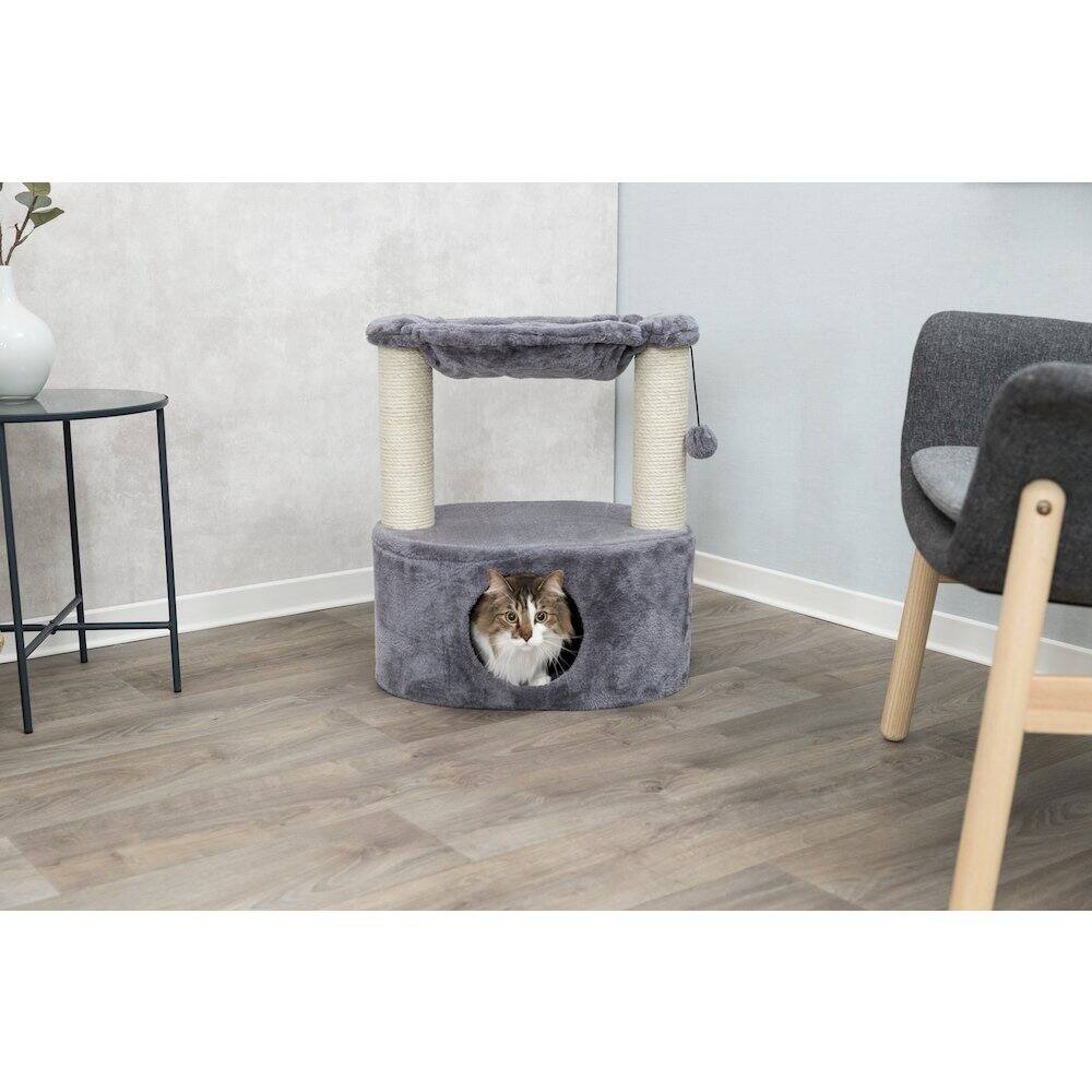 Alt View 2. TRIXIE - Baza Grande Plush & Sisal Cat Tree, Cat Condo and Hammock, Cat Toy - Gray.