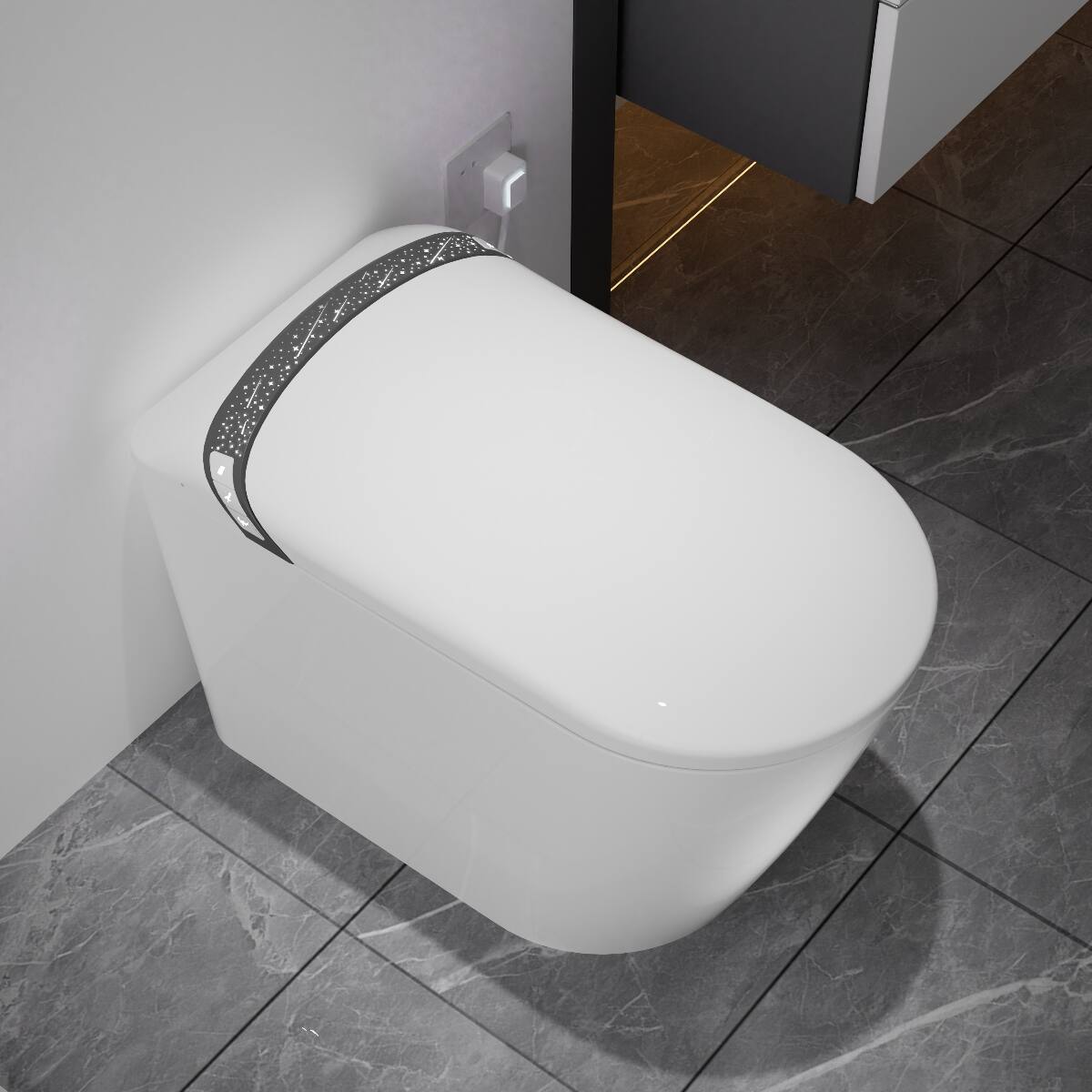 Alt View 2. Loheer - Loheer Elongated Smart Toilet With Built In Bidet, Tankless Design, White Porcelain - White.