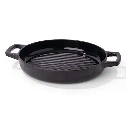Front. Alva - Alva Nori Enameled Cast Iron Grill Pan 11" - Oven Safe and Toxin-Free Cookware - Black.