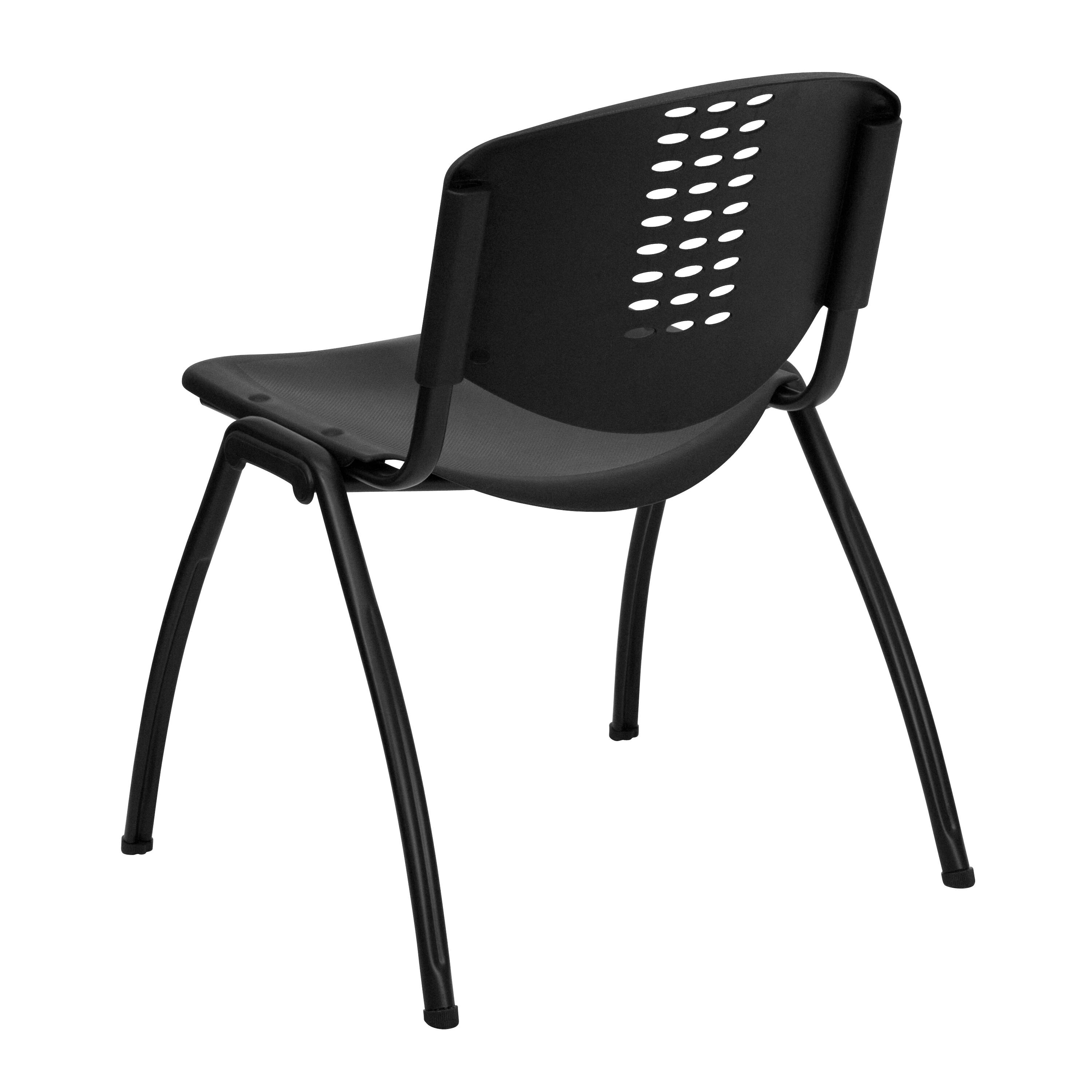Alt View 5. Emma + Oliver - 880 lb. Capacity Plastic Stack Chair with Oval Cutout Back - Black.