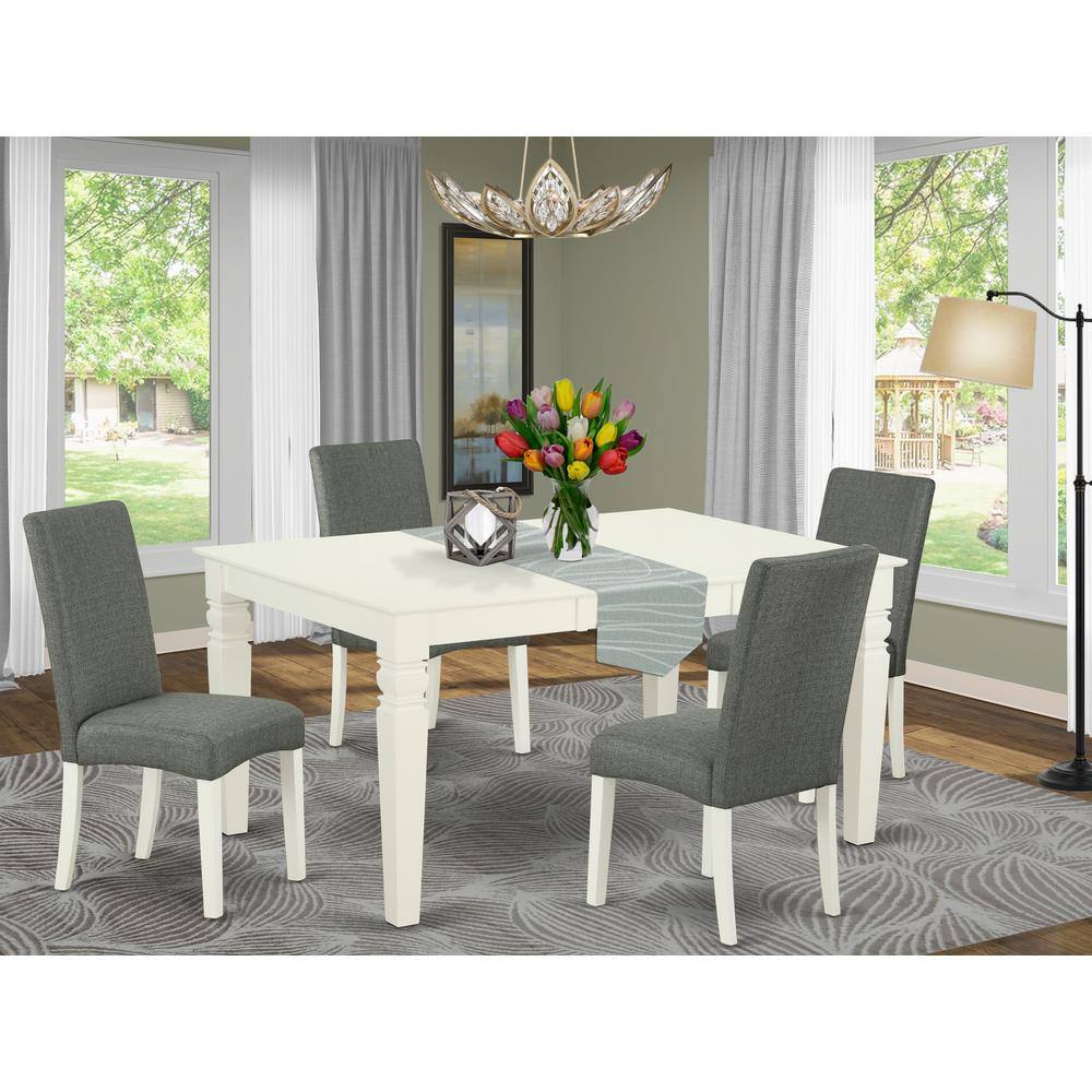 Left. East West Furniture - Dining Room Set Linen White - Linen White.