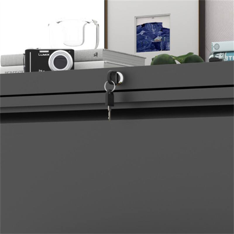Alt View 1. HTUTWOO - 2 Drawer Lateral File Cabinet with Lock - Metal Filing Cabinet for Home,Steel Wide Horizontal Filing Cabinets for Letter - Black.