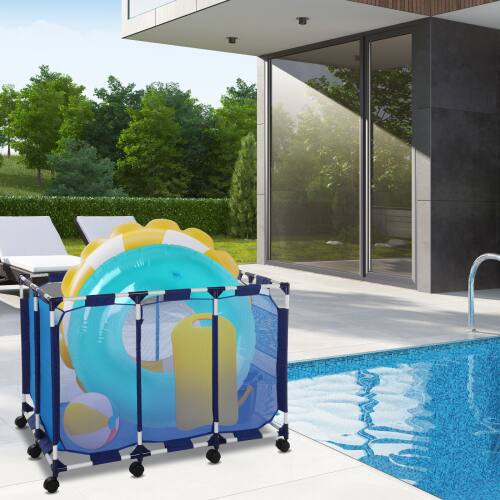 Alt View 7. Winado - 47x30x34in Pool Float Storage Organizer, Large Pool Storage Bin with Wheels for Pool Float, Toys Outdoor Indoor Pool - Blue.