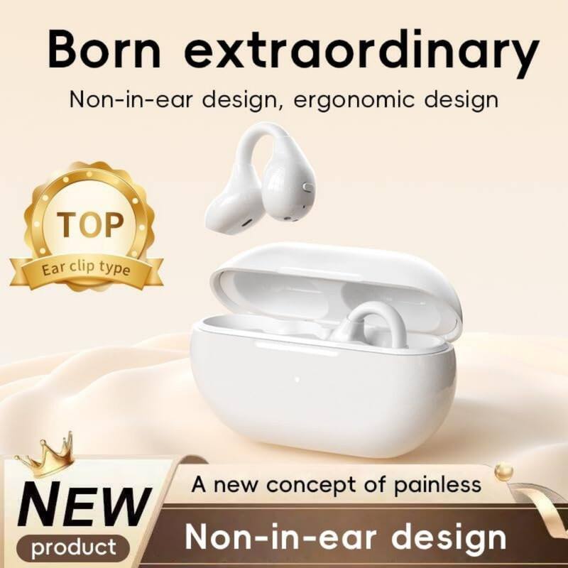 Born extraordinary  
Non-in-ear design, ergonomic design  
TOP Ear clip type  
A new concept of painless  
NEW product  
Non-in-ear design