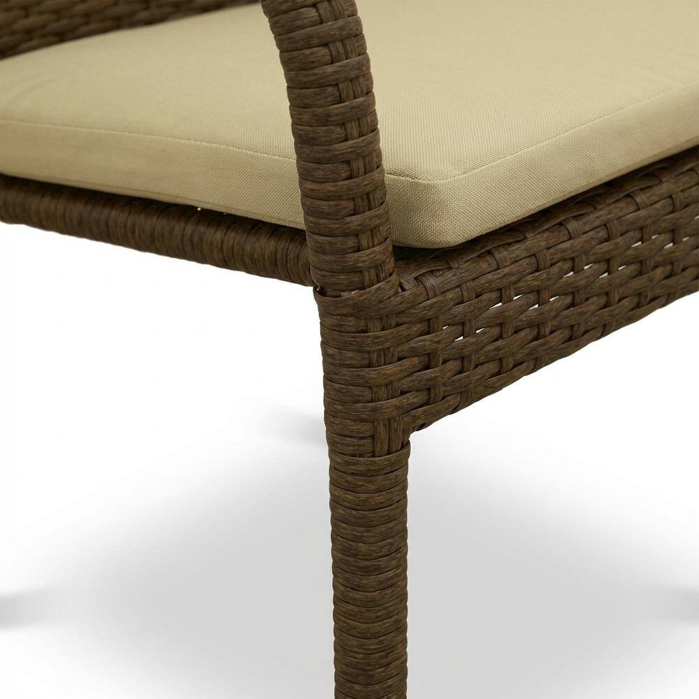 Left. Outdoor Escape - Brown Wicker Patio Chair Set of 2 with Durable Frame and Comfortable Seating - Brown.