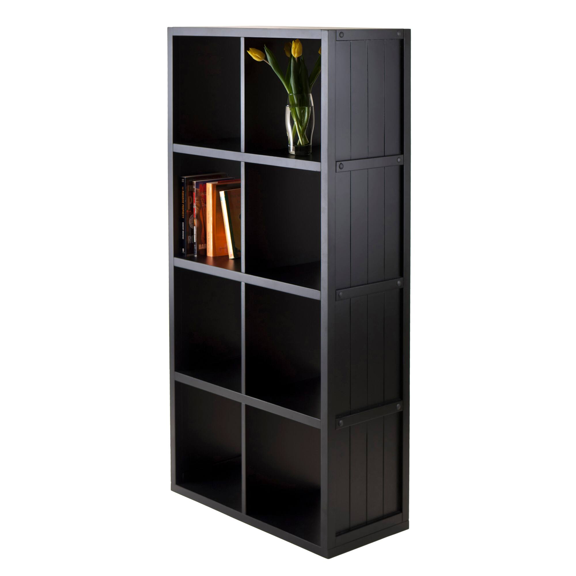 Alt View 5. Winsome Wood - Timothy 4x2 Storage Cube Shelf - Black.
