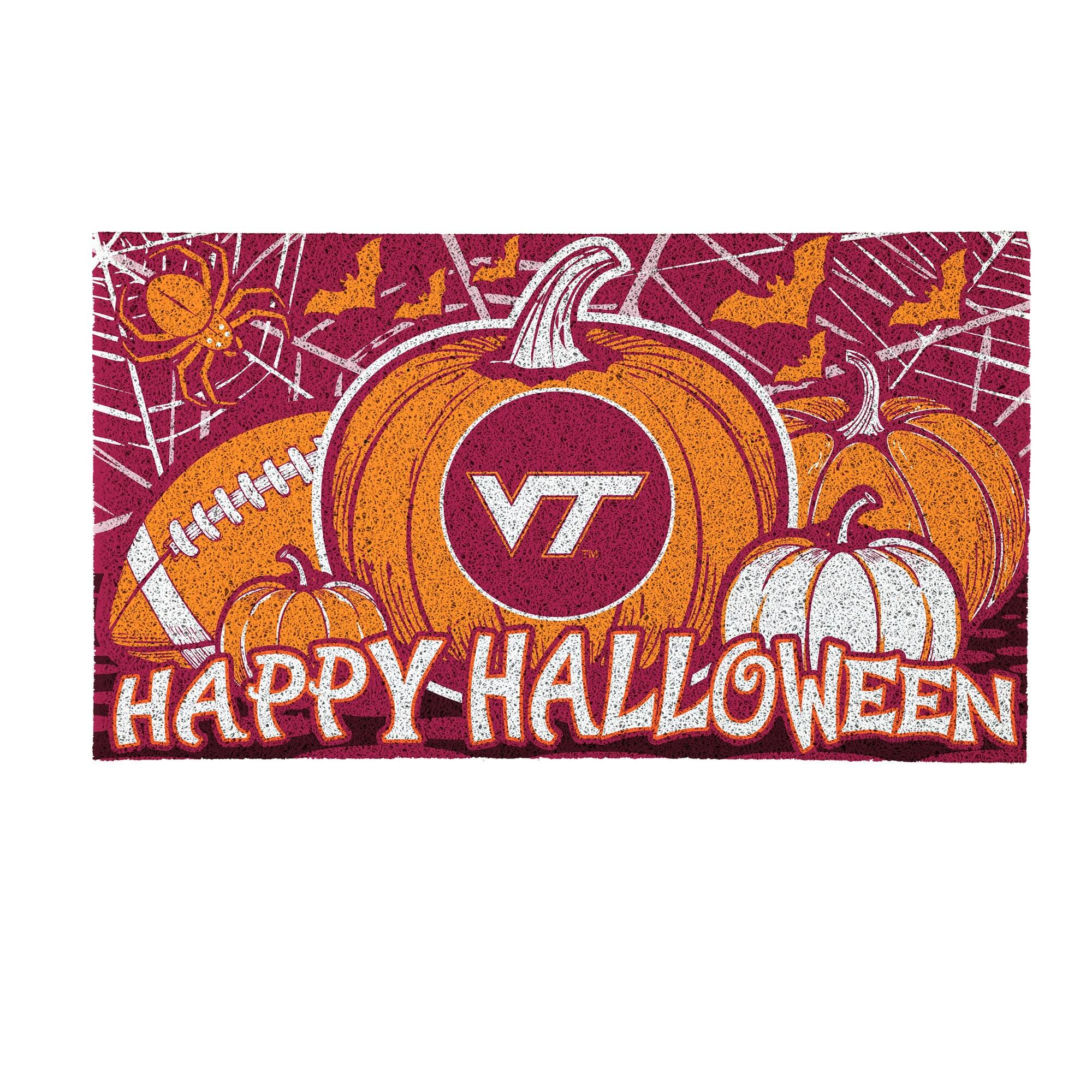 Alt View 1. Evergreen Enterprises - Virginia Tech Hokies 28" x 16" Happy Halloween Turf Door Mat - Multicolor.