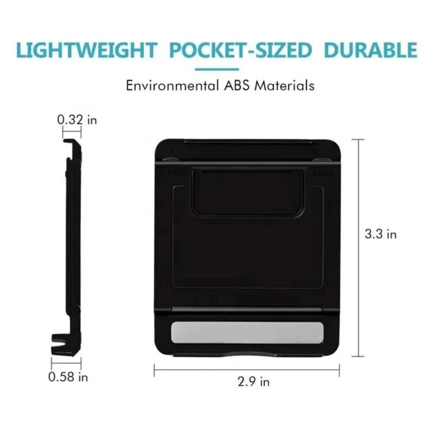 LIGHTWEIGHT POCKET-SIZED DURABLE  
Environmental ABS Materials  

0.32 in  
0.58 in  
2.9 in  
3.3 in
