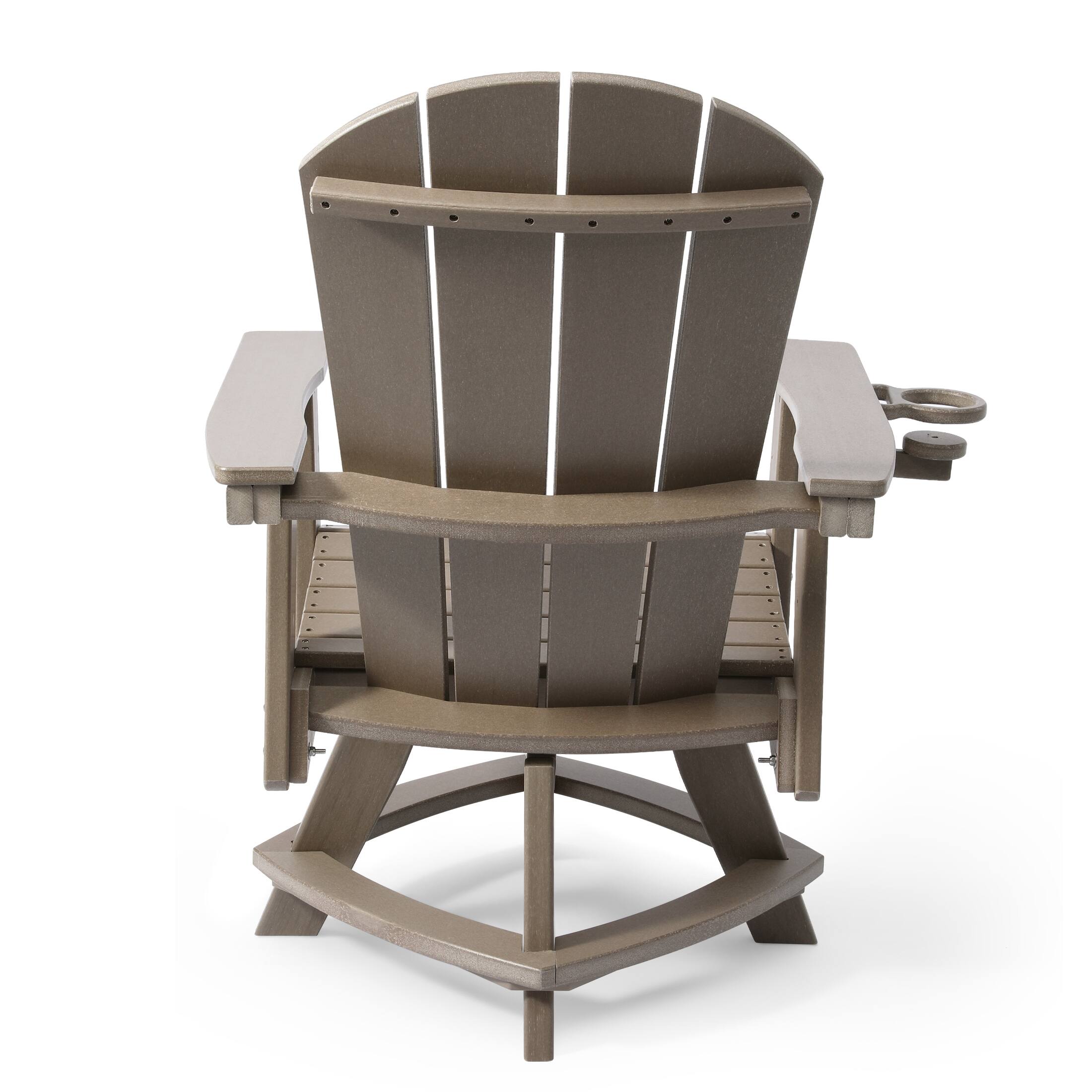 Alt View 1. WestinTrends - WestinTrends Malibu Outdoor HDPE Swivel Adirondack Patio Dining Chair With Cup Holder - Weathered Wood.