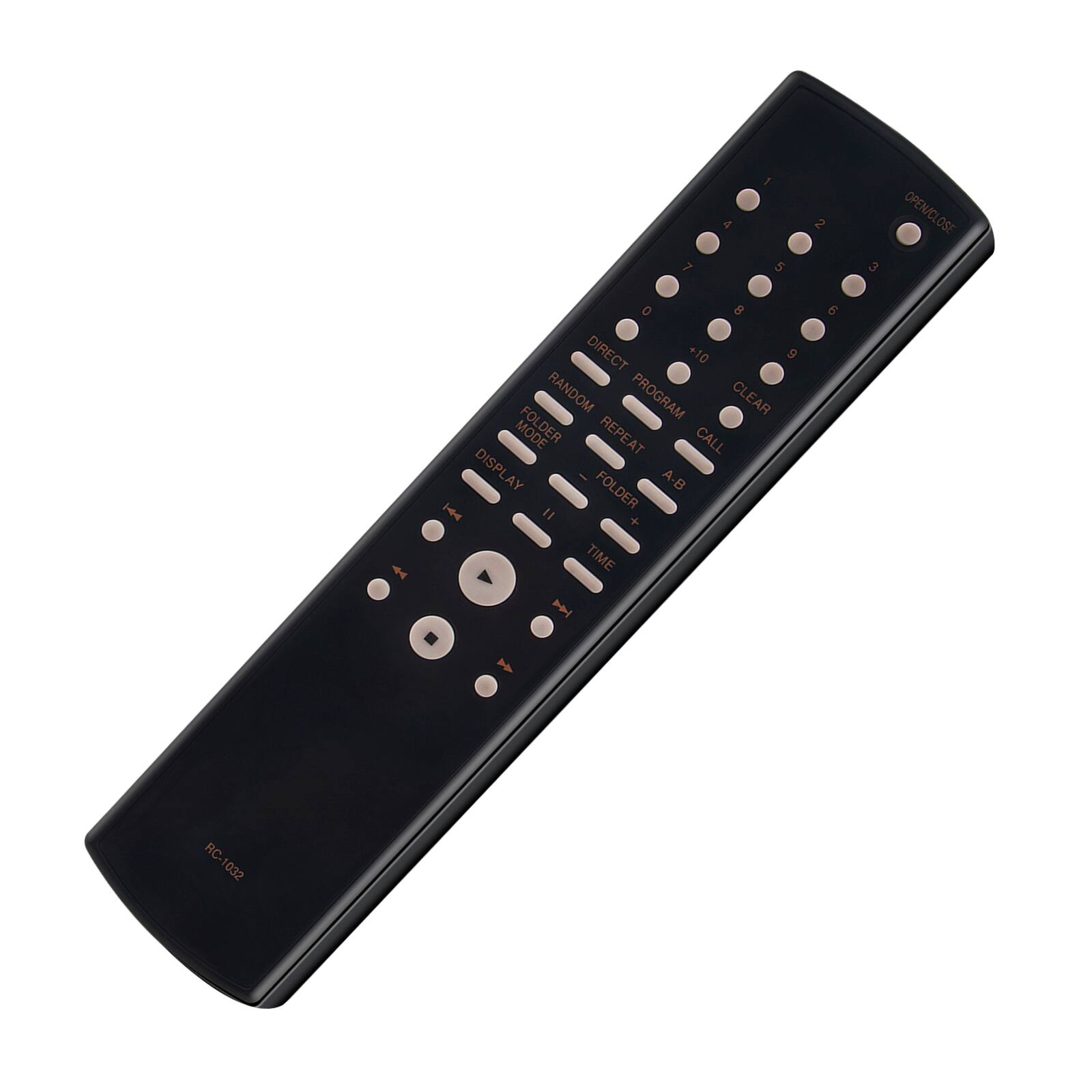 + 1 4 2 OPEN/CLOSE 7 5 3 DIRECT 0 +10 B . 9 5 RANDOM PROGRAM CLEAR FOLDER REPEAT CALL DISPLAY - FOLDER A-B I1 + TIME P RC-1032 RC-1032