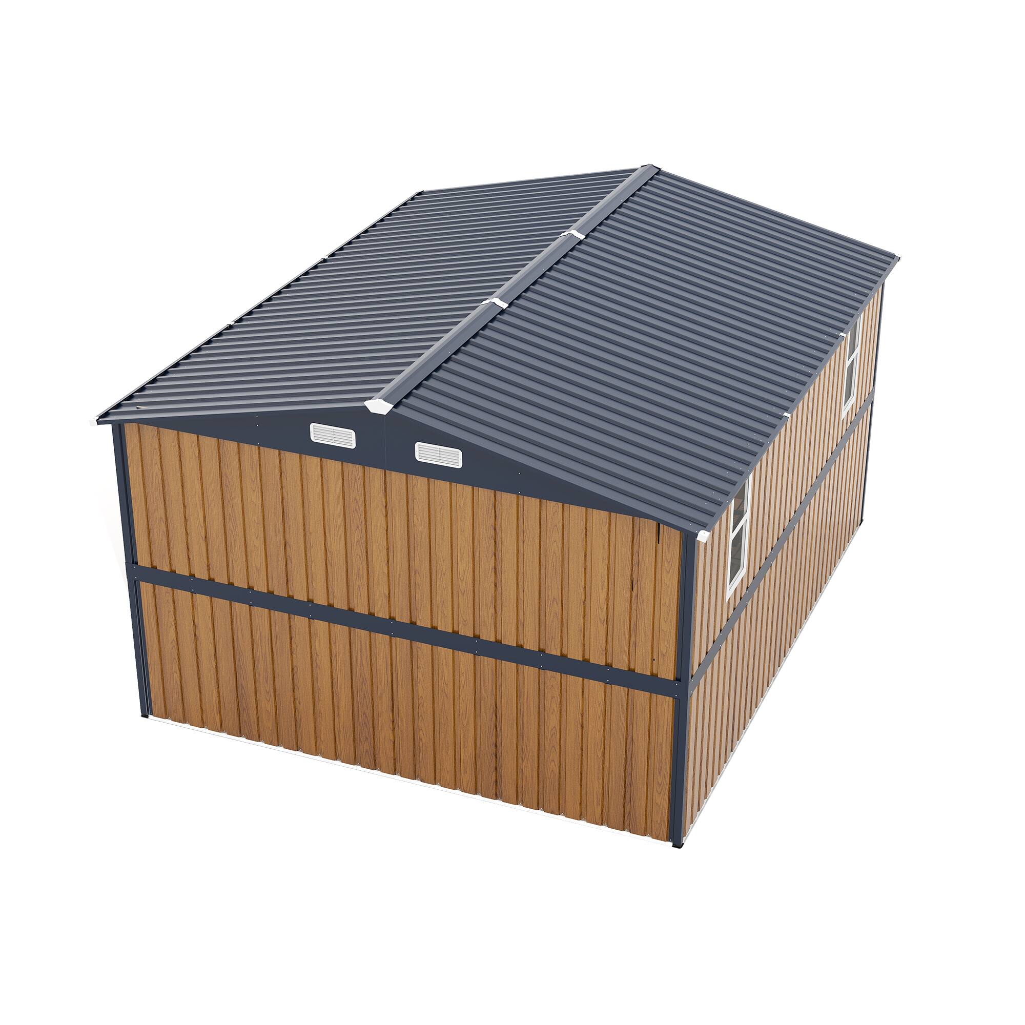 Alt View 8. Mondawe - 10X12 FT Outdoor Steel Storage Shed with Lockable Doors and 2 Windows - Yellow.