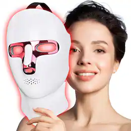 Cubilan - Red Light Therapy Mask for Face & Neck - 120 LED Beads 8 Modes USB-C Rechargeable - White