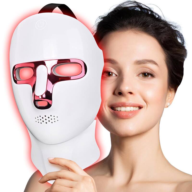 Front. Cubilan - Red Light Therapy Mask for Face & Neck - 120 LED Beads 8 Modes USB-C Rechargeable - white.