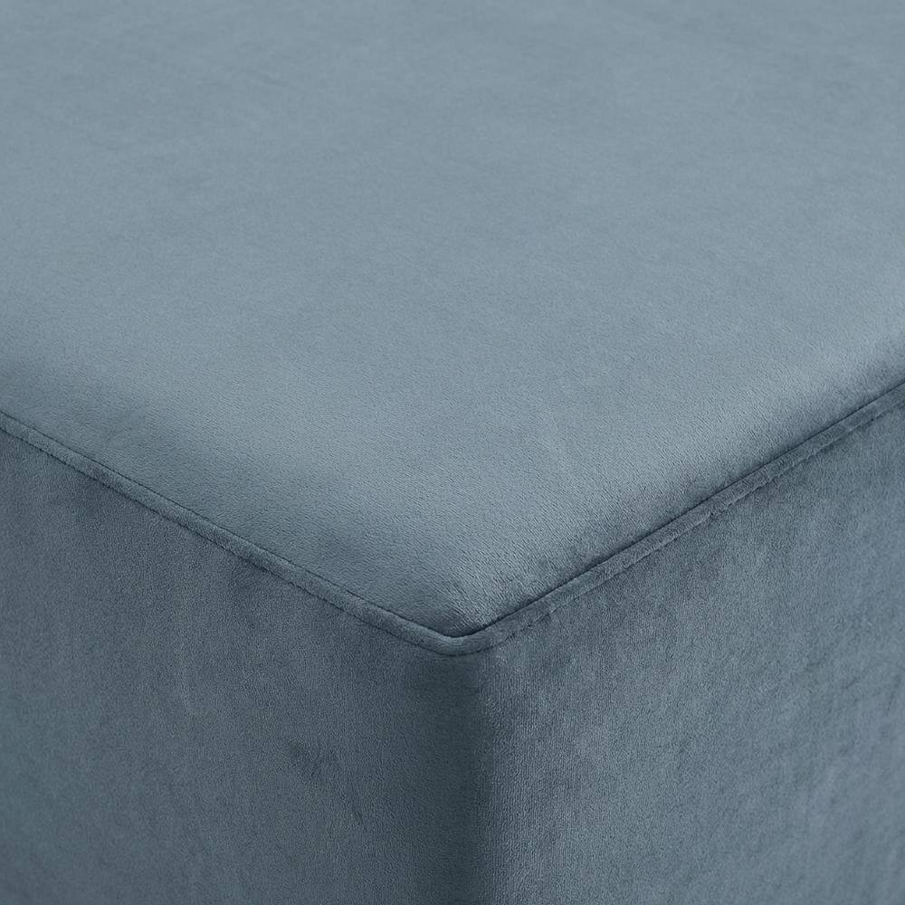 Alt View 1. Outdoor Escape - Square Velvet Ottoman With Modern Design For Outdoor Use - Blue.