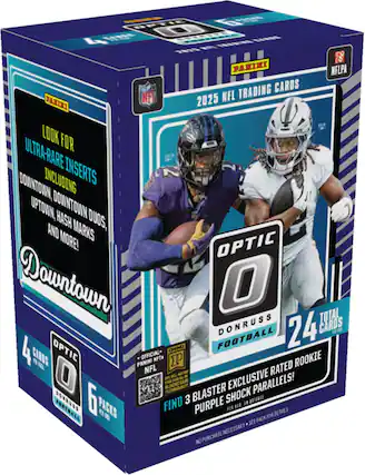 PANINI 2025 NFL TRADING CARDS
LOOK FOR ULTRA-RARE INSERTS INCLUDING DOWNTOWN, UPTOWN, DOWNTOWN DUOS, HASH MARKS AND MORE!
OPTIC Downtown
TOTAL DONRUSS 24 CARDS
PANINI OFFICIAL NFTs
ROOKIE RATED BLOCKCHAIN EXCLUSIVE PARALLELS!
FIND 3 BLASTER SHOCK "PURPLE SHOCK" PARALLELS!
NO PURCHASE NECESSARY. SEE PACK FOR DETAILS.