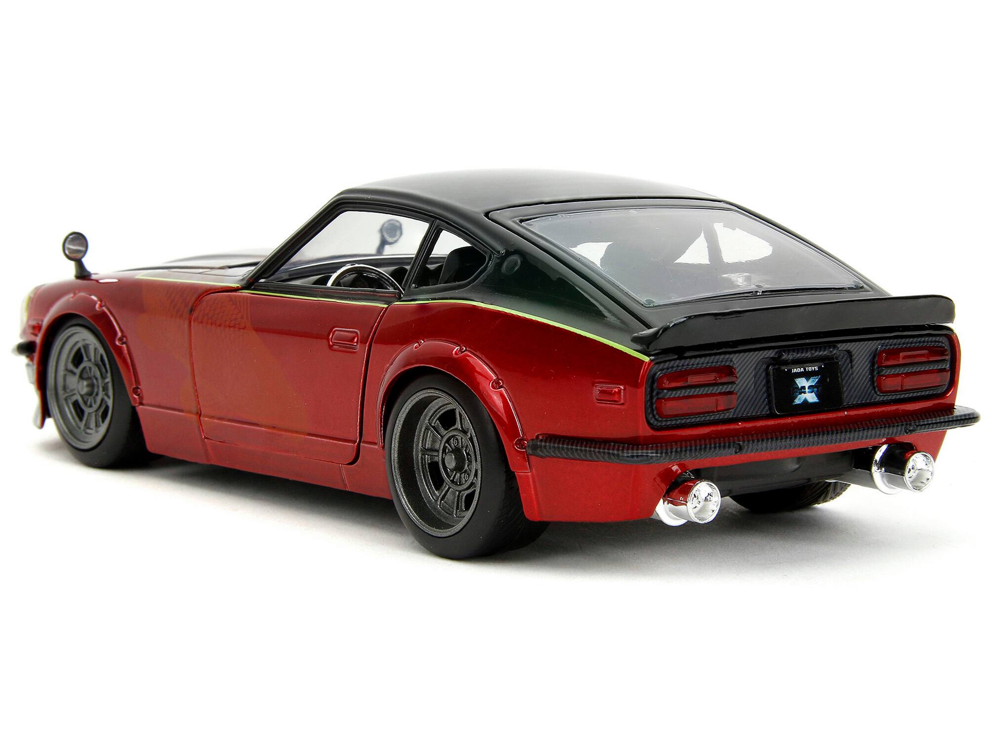 Alt View 6. Jada - 1972 Datsun 240Z Black & Red Metallic with Graphics "Fast X" (2023) Movie "Fast & Furious" Series 1/24 Model Car by Jada.