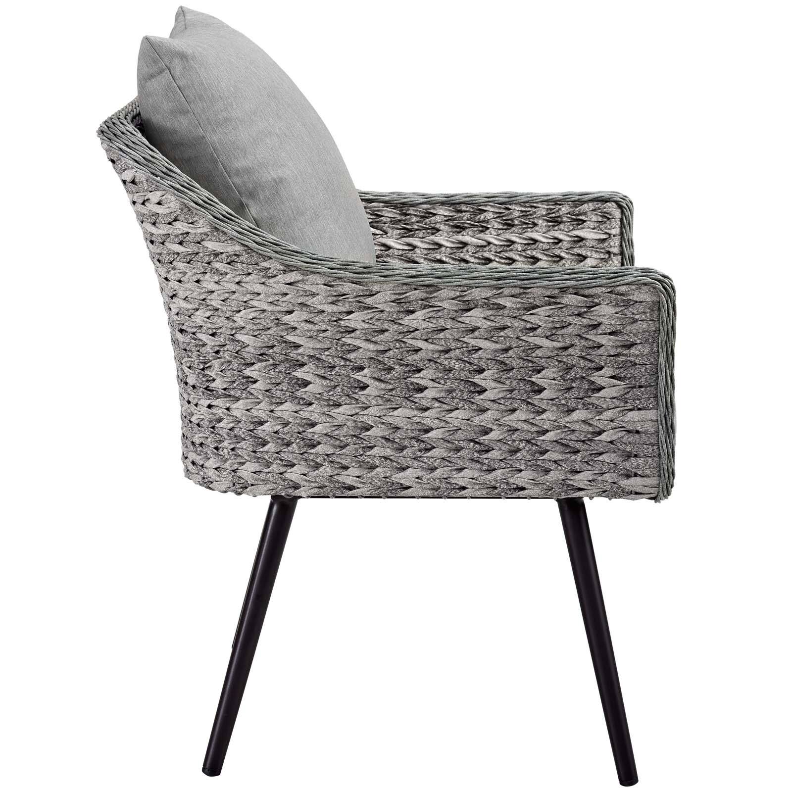 Alt View 2. Modway - Endeavor 3 Piece Outdoor Patio Wicker Rattan Loveseat and Armchair Set by Modway - Gray Gray.
