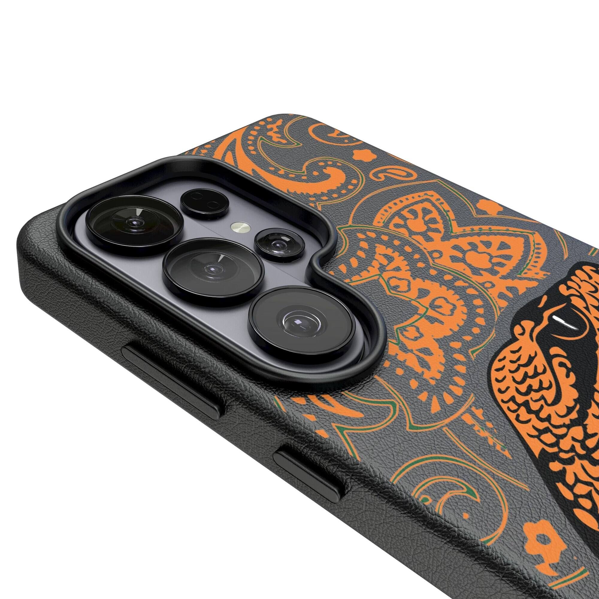 Alt View 2. Keyscaper - Florida A&M Rattlers Paisley Galaxy Magnetic Bump Case - S25 Plus - Black.