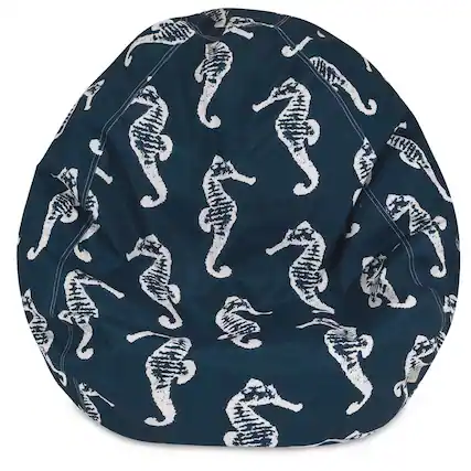 Front. Majestic Home - Large Bean Bag Sea Horse Navy Blue - Blue.