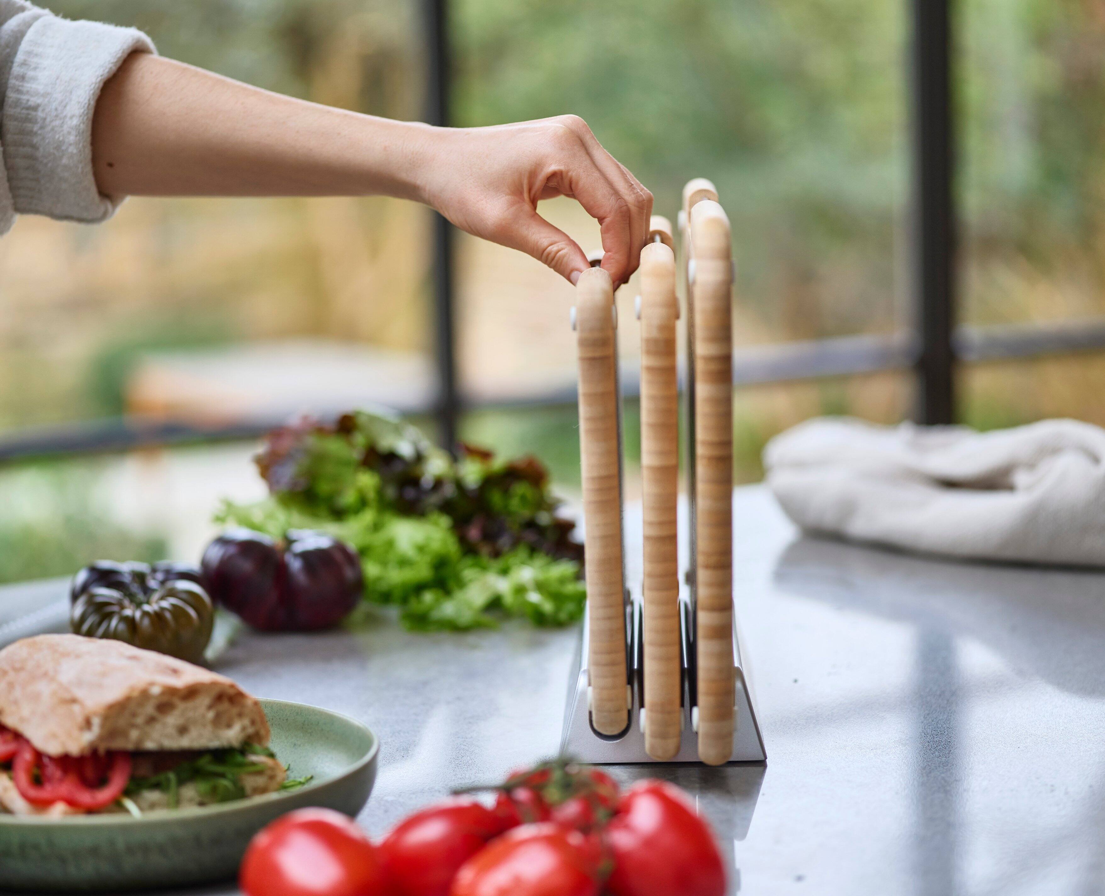 Alt View 4. Joseph Joseph - Nest 3-piece Bamboo Cutting Board Set with Stand - Bamboo.
