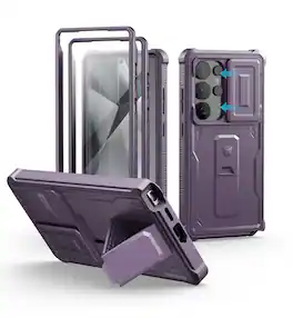 dexnor - for Samsung Galaxy S25 Ultra Case with Built-in Slide Camera Cover & Screen Protector & Kickstand - Phantom Purple
