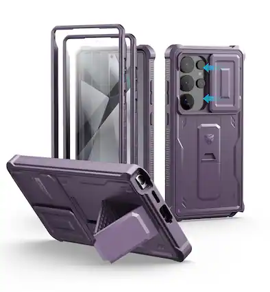 Front. dexnor - Dexnor for Samsung Galaxy S25 Ultra Case with Built-in Slide Camera Cover & Screen Protector & Kickstand,Phantom Purple - Phantom Purple.