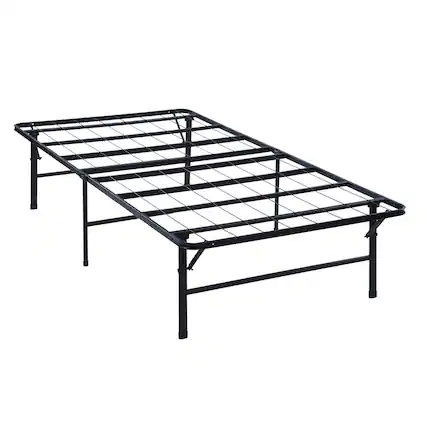 Front. Manhattan Lane - Folding Bed Frame Queen, Heavy Gauge Steel Metal, Underbed Space - Black.