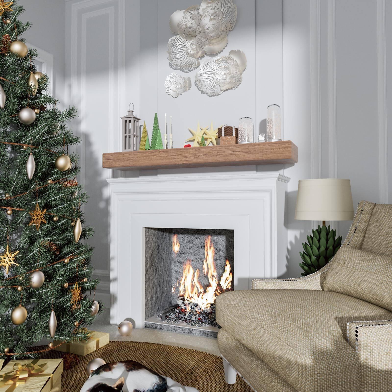 Alt View 5. JETRANSPORT - 1 Pack Large Shelf Brackets Long Floating Bracket Invisible Hardware Heavy Duty Mantel Brackets(43"x6"x1.5" - 56"X6"X1.5".