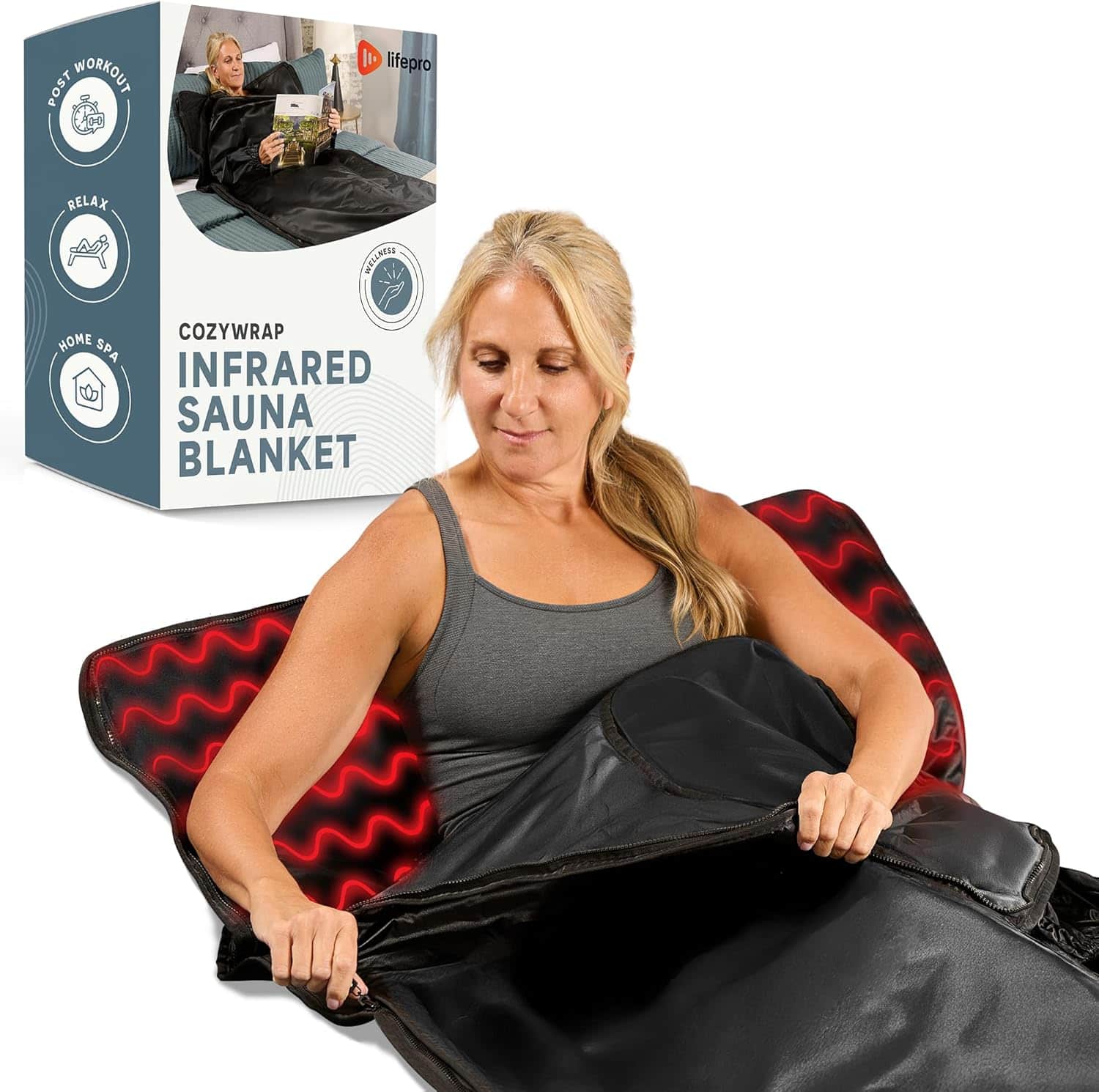 LifePro - Infrared Sauna Blanket Portable Full Body Sauna Blanket with Dual Zone Heat and Thermal Wraps - Black price history on PriceWatchPro