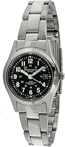 Timetech - Women's Water Resistant Steel Bracelet Watch with Easy Read Numerals and Date Window - Silver