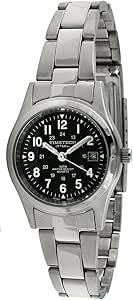 Timetech - Women's Water Resistant Steel Bracelet Watch with Easy Read Numerals and Date Window - Silver