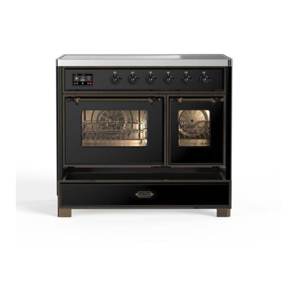 Alt View 8. ILVE - ILVE Majestic II 40 inch Induction Range with 6 Elements (Glossy Black, Burnished Trim) - Glossy Black.