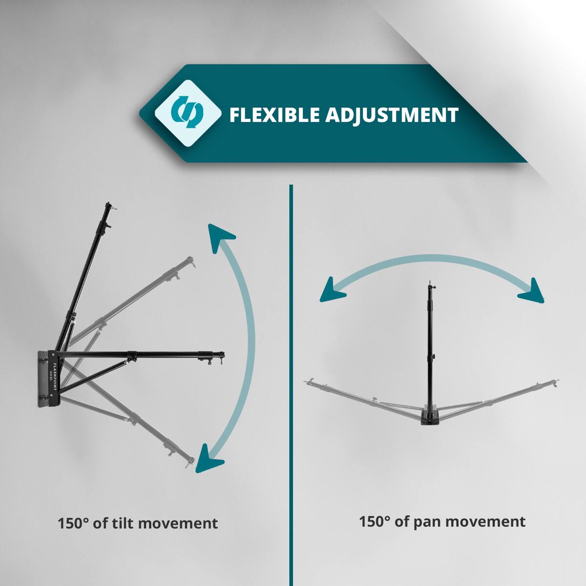 FLEXIBLE ADJUSTMENT

150° of tilt movement

150° of pan movement