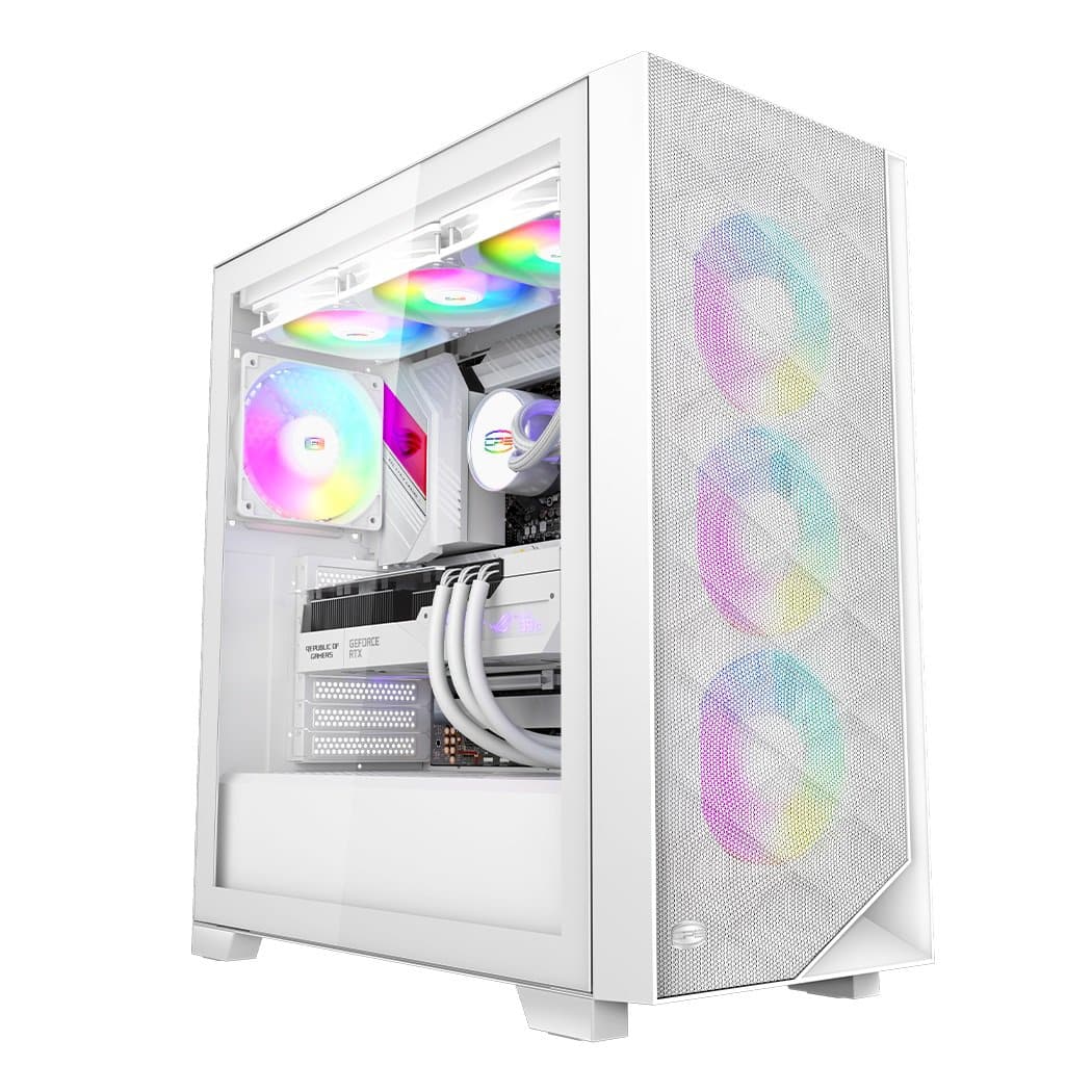 PCCOOLER - C3-D510WHP3-GL C3D510 ARGB WH with 3 ARGB Fans Desktop Computer Case Gaming PC Case for E-ATX / ATX / M-ATX / ITX - White