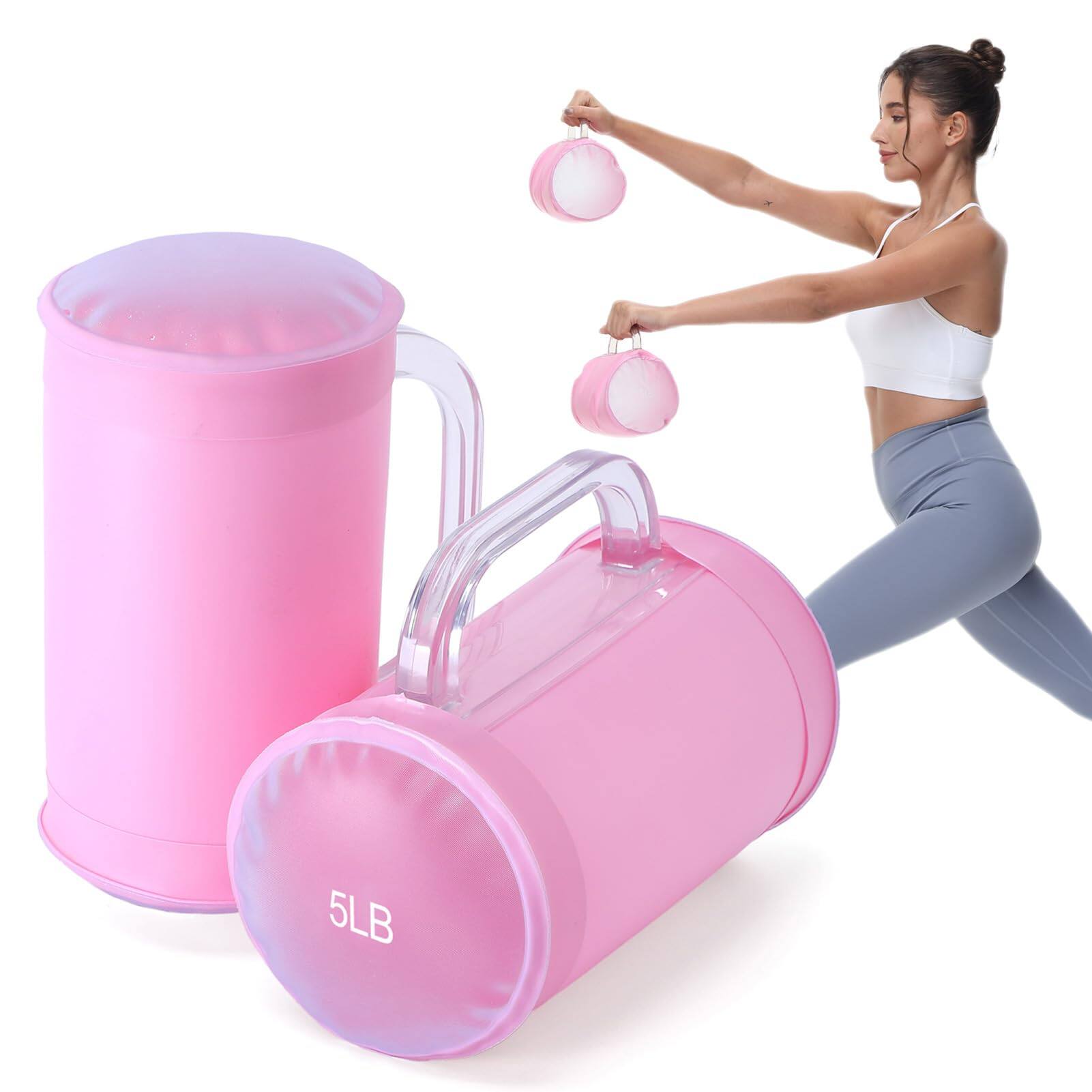 Front. Alchemy Casas - Water Dumbbells Filled Travel Weights Set Adjustable To 4 s pair Portable Gym For Strength Fitness And - Pink.