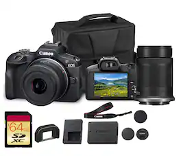 Canon - EOS R50 Mirrorless Camera Dual Lens Kit 18-45mm 55-210mm Bundle
